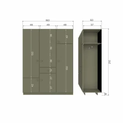 WOOOD Alfie kledingkast breed 160 cm grenen forest