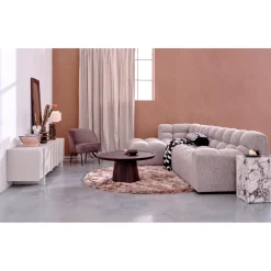 New WOOOD Allure chaise longue links geweven stof Bruin melange