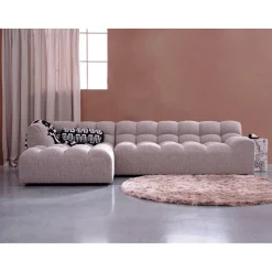 New WOOOD Allure chaise longue links geweven stof Bruin melange