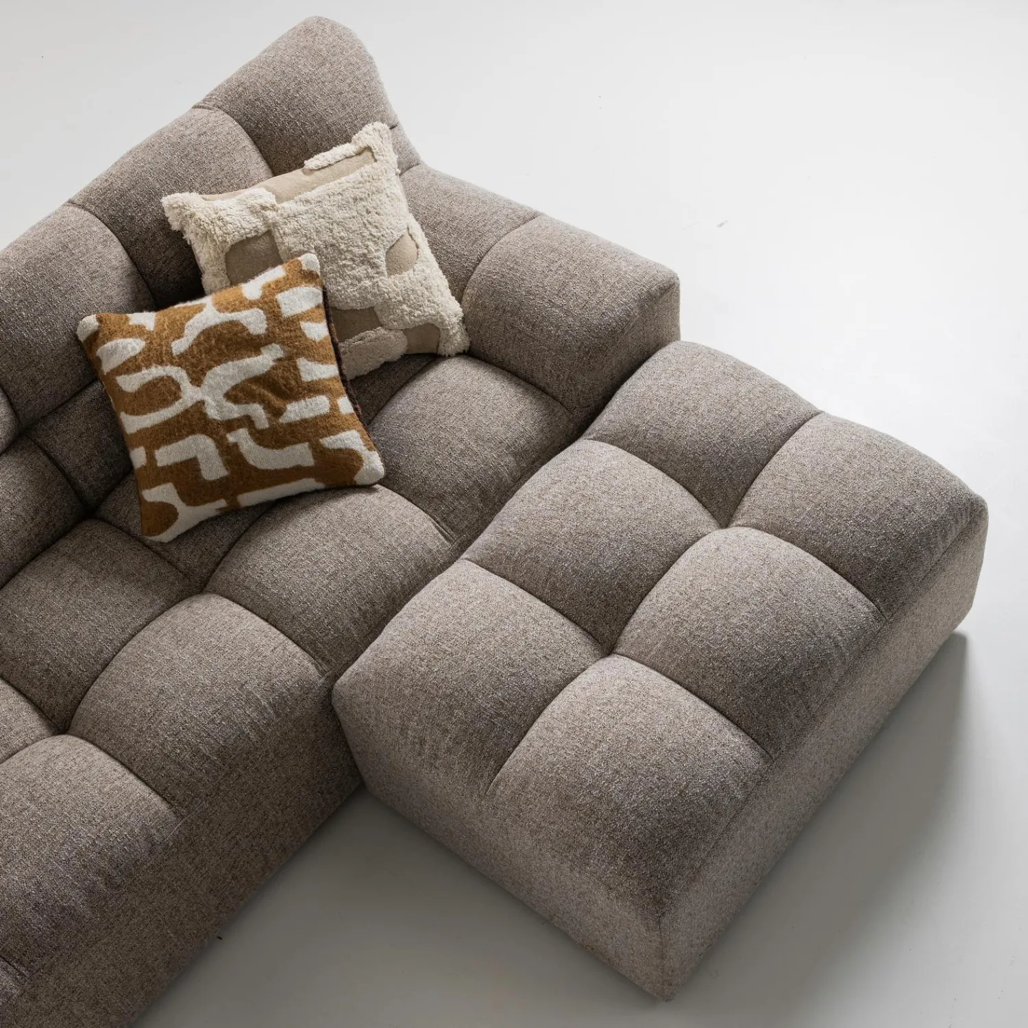 Clearance WOOOD Allure hocker geweven stof melange Bruin