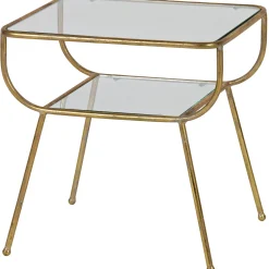 Sale WOOOD Amazing bijzettafel metaal/glas antique brass