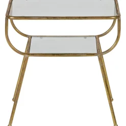 Sale WOOOD Amazing bijzettafel metaal/glas antique brass