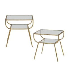 Sale WOOOD Amazing bijzettafel metaal/glas antique brass