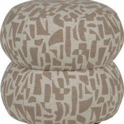 Hot WOOOD Anic poef met grafisch patroon Zand