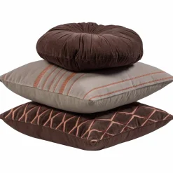 Sale WOOOD Aziz kussens velvet bruin/naturel - set van 3