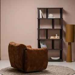 Best WOOOD Baggy draaifauteuil 3D chenille Middenbruin