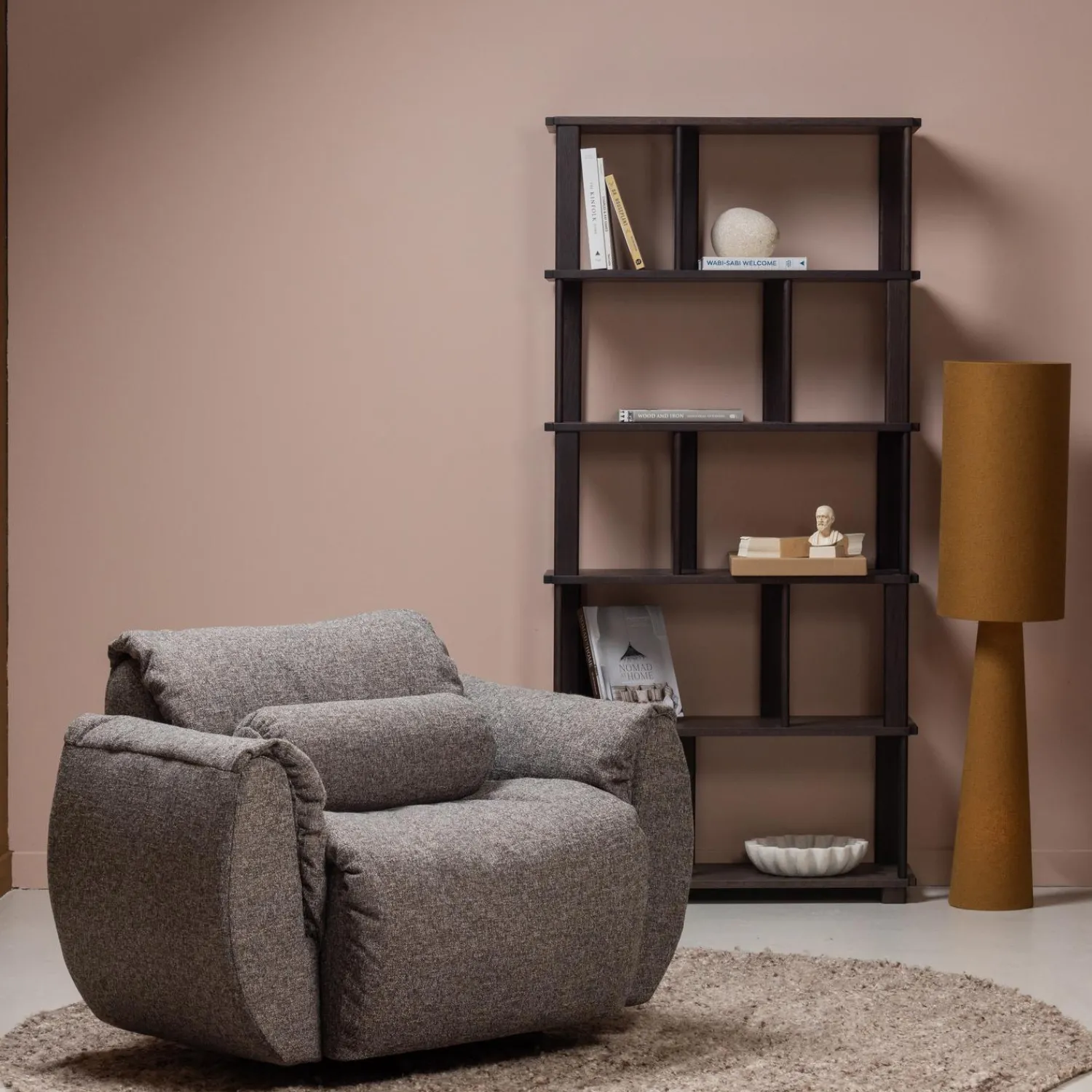 Sale WOOOD Baggy draaifauteuil geweven stof Warmgrijs melange