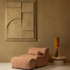 Best WOOOD Baggy hocker geweven chenille oud roze Oudroze