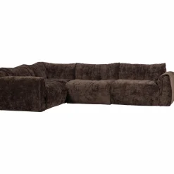 Clearance WOOOD Baggy hoekbank links 3D chenille Donkerbruin