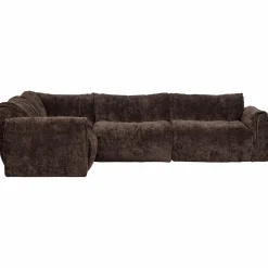 Clearance WOOOD Baggy hoekbank links 3D chenille Donkerbruin