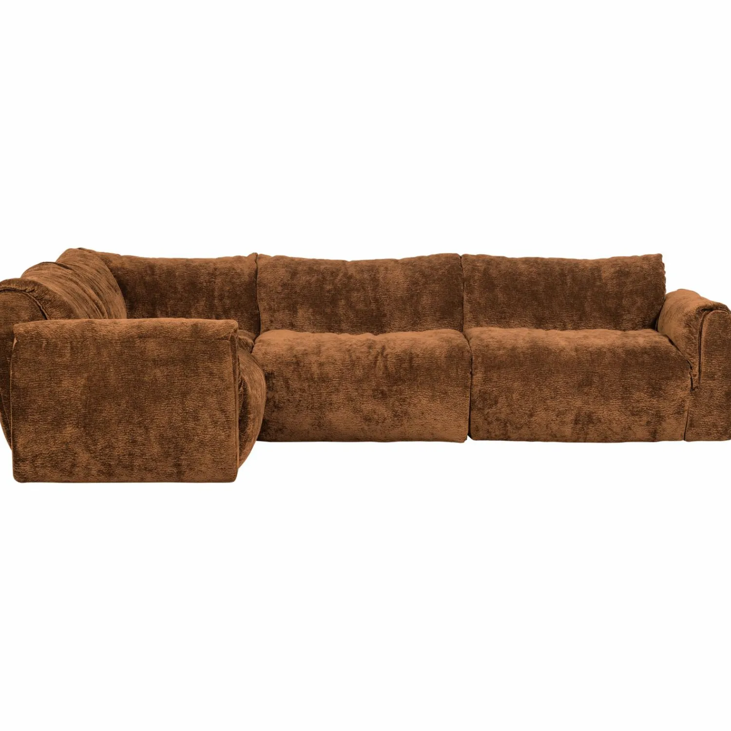 Discount WOOOD Baggy hoekbank links 3D chenille Middenbruin