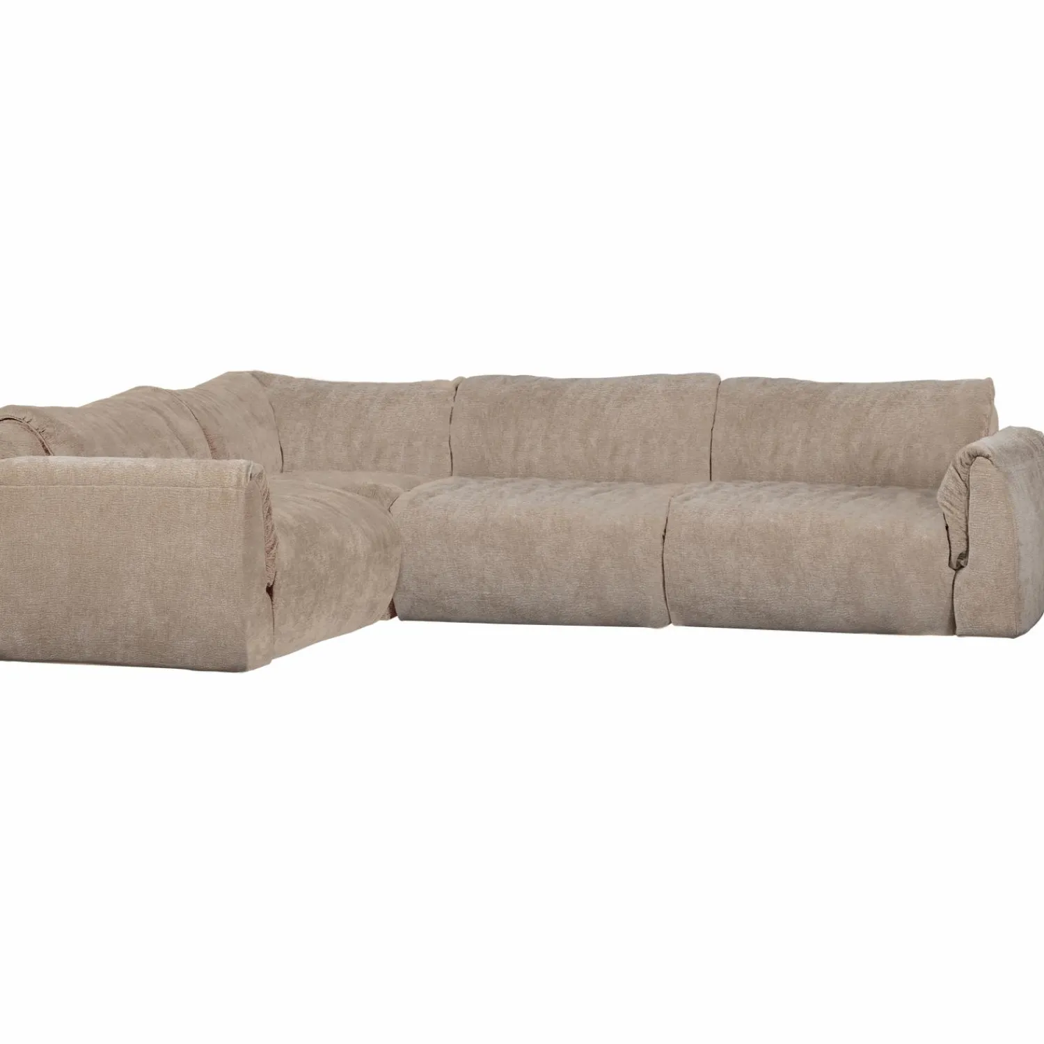 Discount WOOOD Baggy hoekbank links 3D chenille Zand