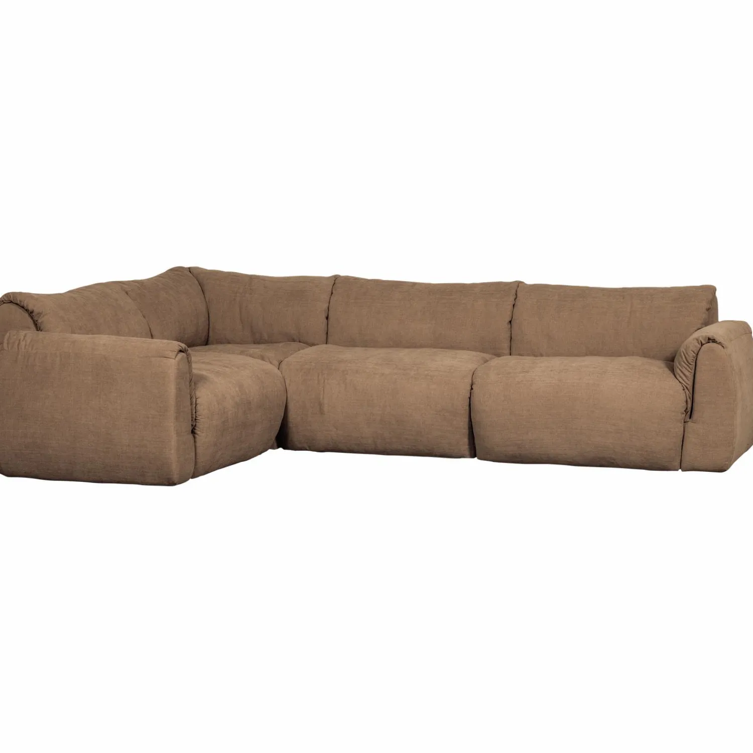 Hot WOOOD Baggy hoekbank links geweven chenille Bruin