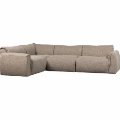 Best WOOOD Baggy hoekbank links geweven stof Bruin melange