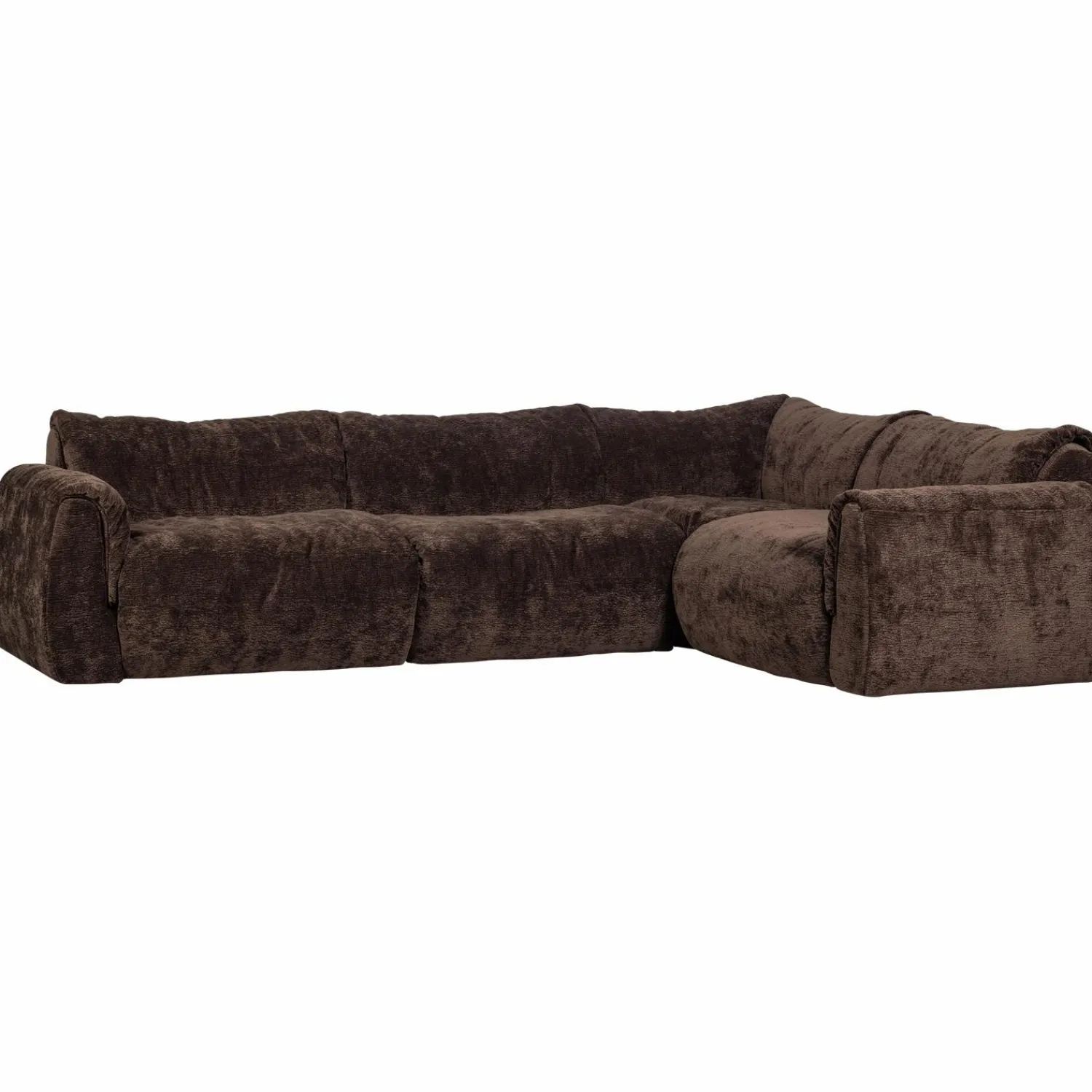 New WOOOD Baggy hoekbank rechts 3D chenille Donkerbruin