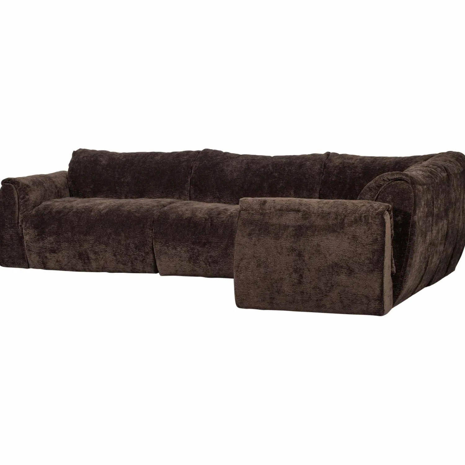 New WOOOD Baggy hoekbank rechts 3D chenille Donkerbruin