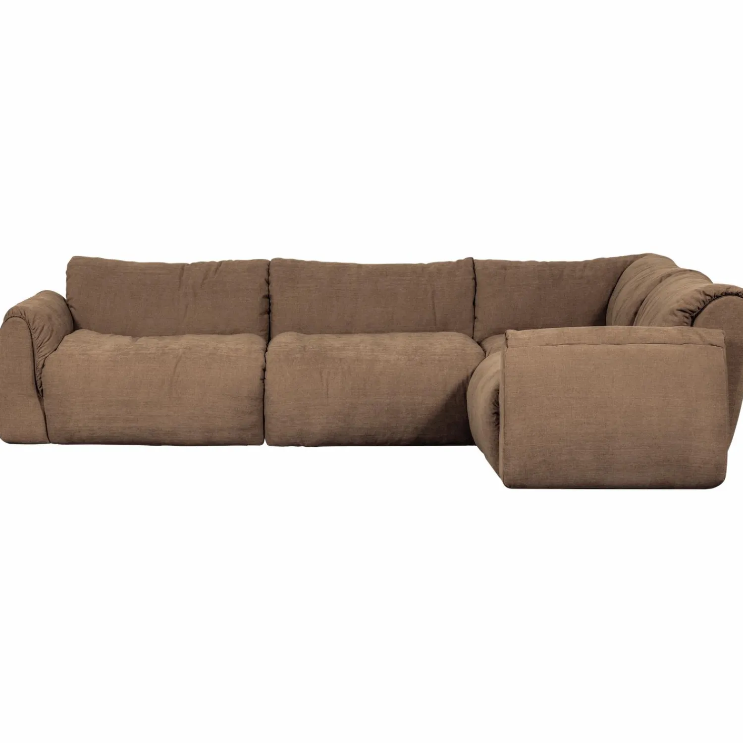 Hot WOOOD Baggy hoekbank rechts geweven chenille Bruin