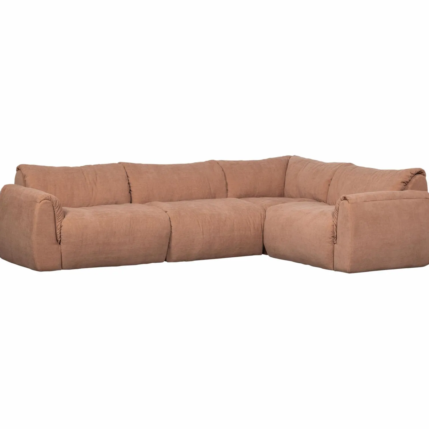 Online WOOOD Baggy hoekbank rechts geweven chenille oud roze Oudroze