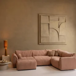 Online WOOOD Baggy hoekbank rechts geweven chenille oud roze Oudroze