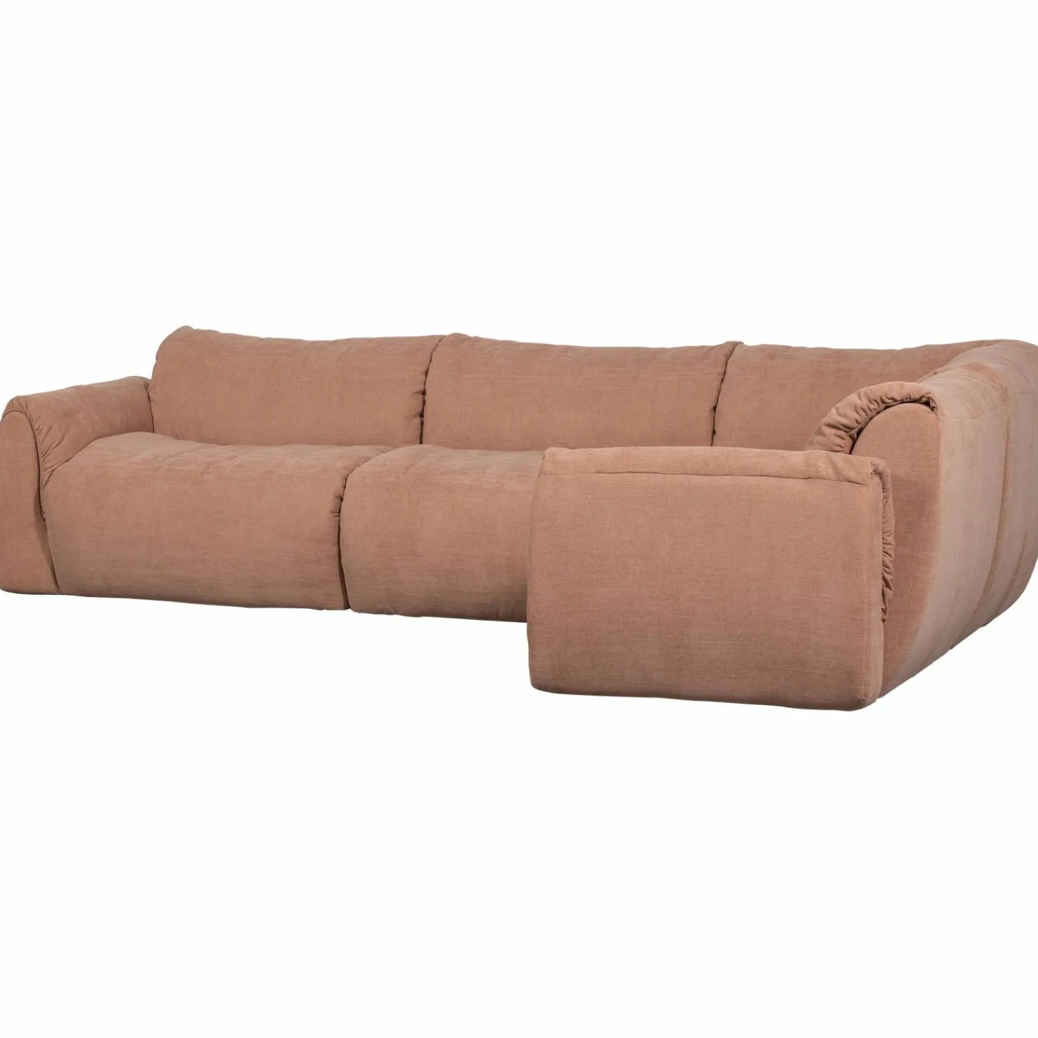 Online WOOOD Baggy hoekbank rechts geweven chenille oud roze Oudroze