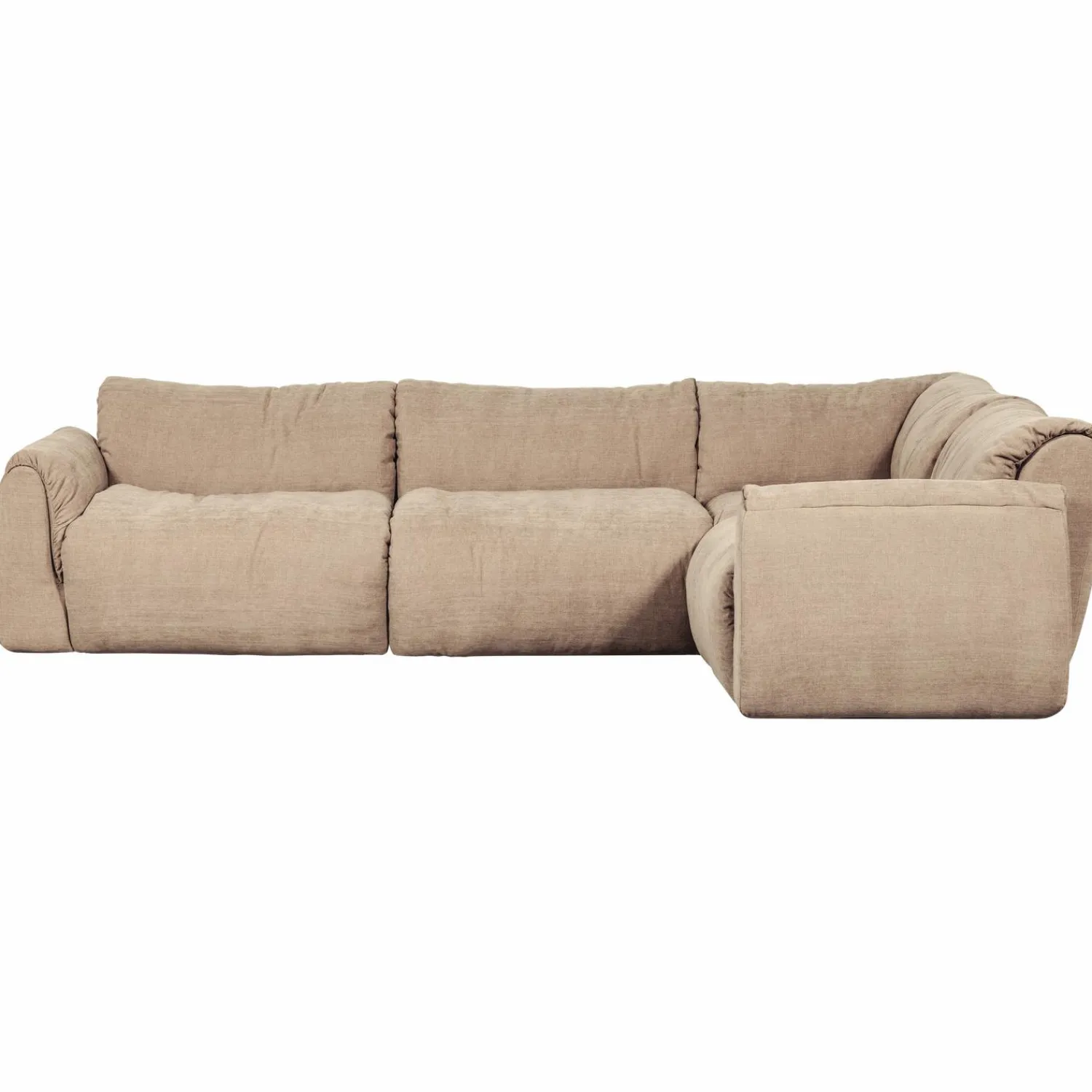 Online WOOOD Baggy hoekbank rechts geweven chenille Zand