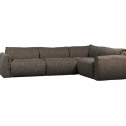 Hot WOOOD Baggy hoekbank rechts geweven stof warmgrijs melange Warm grijs melange