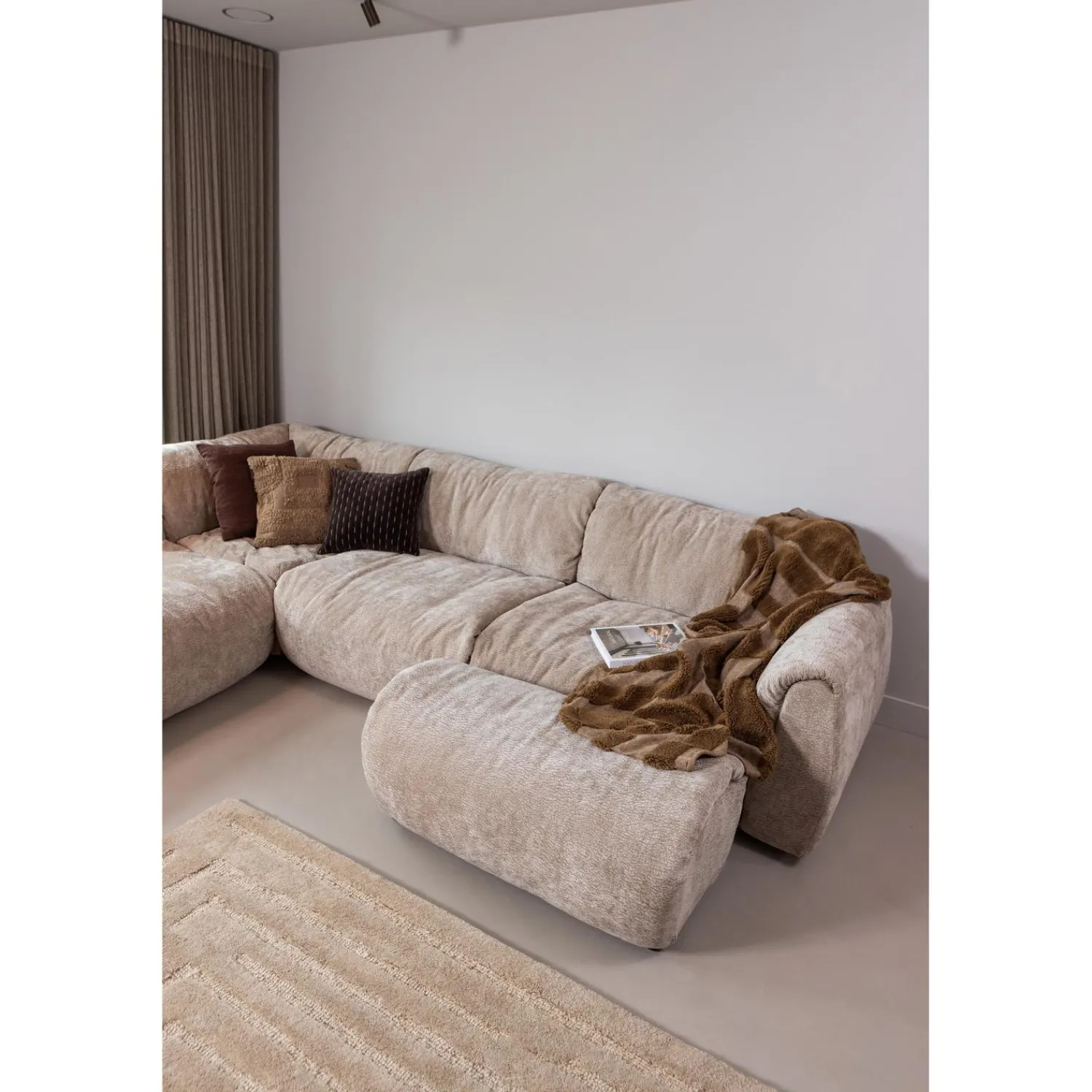 Online WOOOD Baggy hoekelement 3D chenille Zand