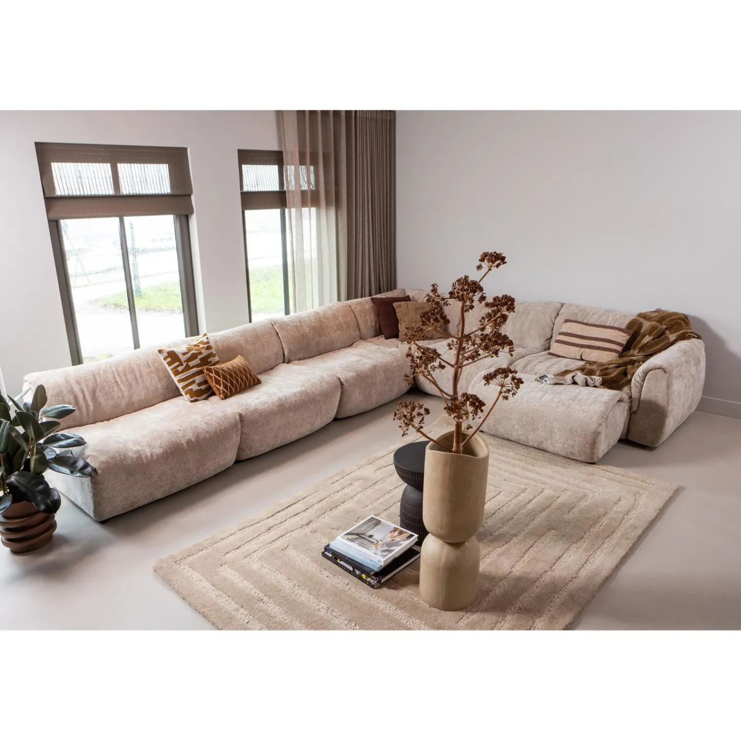 Online WOOOD Baggy hoekelement 3D chenille Zand