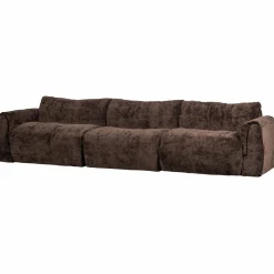 Clearance WOOOD Baggy 3-zits bank 3D chenille Donkerbruin