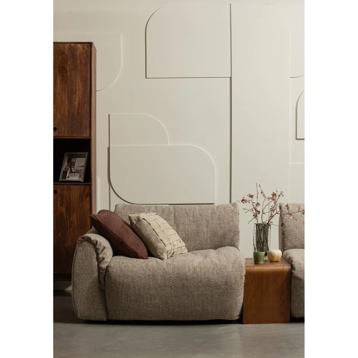 Online WOOOD Baggy 1-zits element met arm links Bruin melange