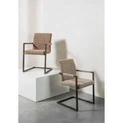 Clearance WOOOD Bas eetkamerstoel geweven stof Bruin melange