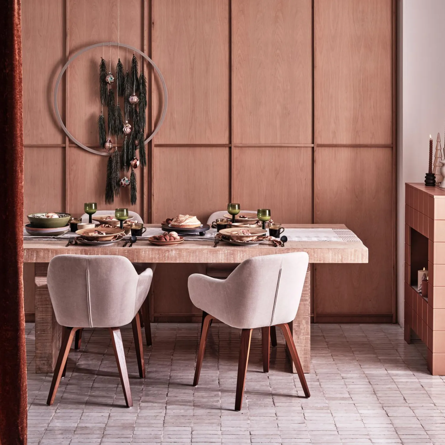 WOOOD Base eetkamerstoel velvet melange zand