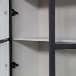 Online WOOOD Basic 4-deurs vitrinekast grenen mist