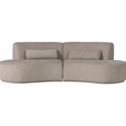 Best WOOOD Batavier half ronde bank 4-zits velvet melange zand Zand melange