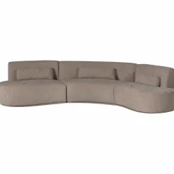 Clearance WOOOD Batavier half ronde bank 6-zits velvet melange zand Zand melange