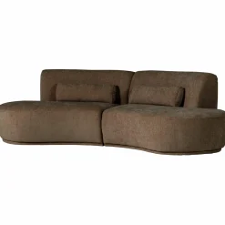 WOOOD Batavier half ronde bank 4-zits velvet melange bruin Bruin melange