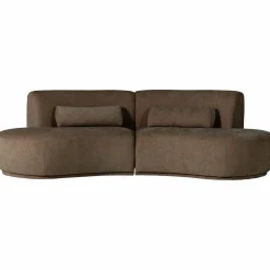 WOOOD Batavier half ronde bank 4-zits velvet melange bruin Bruin melange