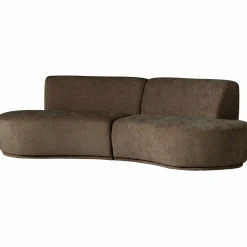 WOOOD Batavier half ronde bank 4-zits velvet melange bruin Bruin melange