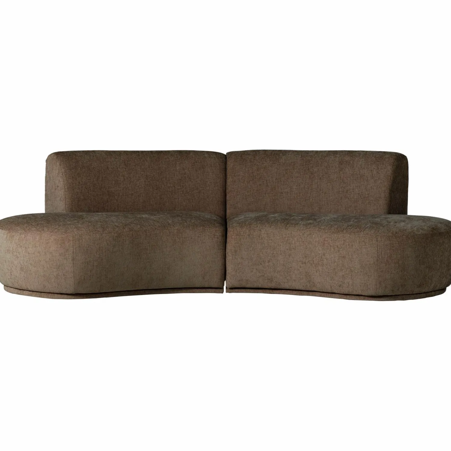 WOOOD Batavier half ronde bank 4-zits velvet melange bruin Bruin melange