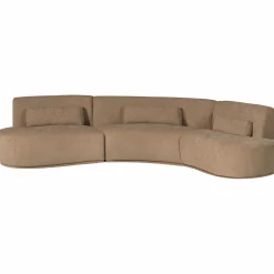 Best WOOOD Batavier half ronde bank 6-zits velvet melange lichtbruin Lichtbruin melange