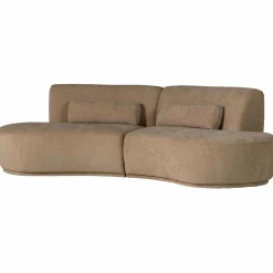 Outlet WOOOD Batavier half ronde bank 4-zits velvet melange lichtbruin Lichtbruin melange