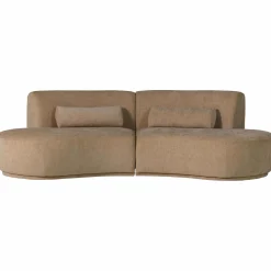 Outlet WOOOD Batavier half ronde bank 4-zits velvet melange lichtbruin Lichtbruin melange