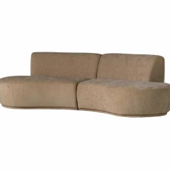 Outlet WOOOD Batavier half ronde bank 4-zits velvet melange lichtbruin Lichtbruin melange