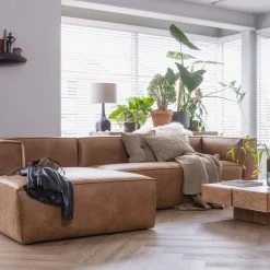 Online WOOOD Bean hoekbank links ecoleer Cognac