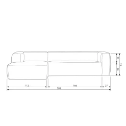 Hot WOOOD Bean hoekbank links incl. kussens melange Lichtgrijs