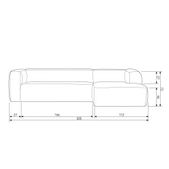 Best WOOOD Bean hoekbank rechts ribstof Naturel