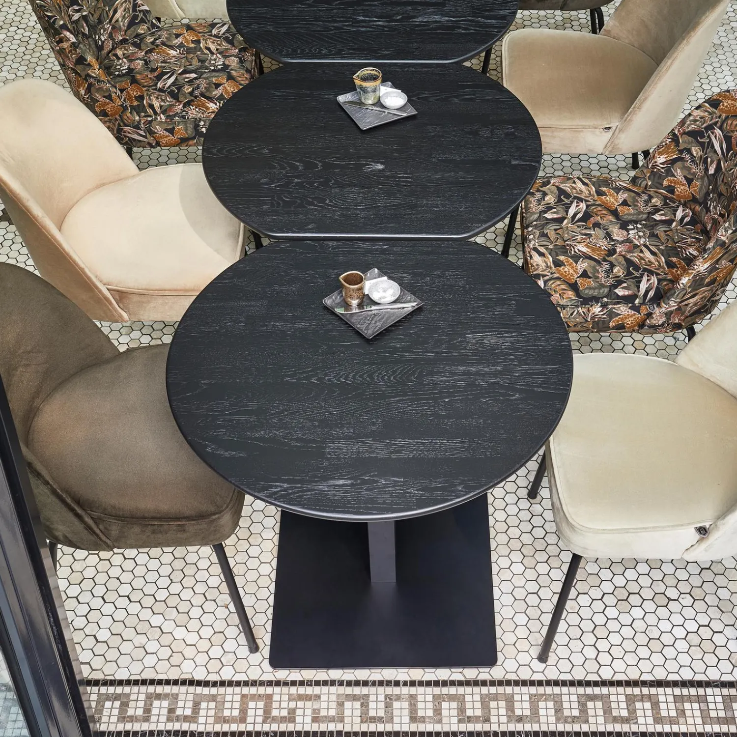 WOOOD Bistro vierkante buisvoet metaal matzwart 72x50x50 cm