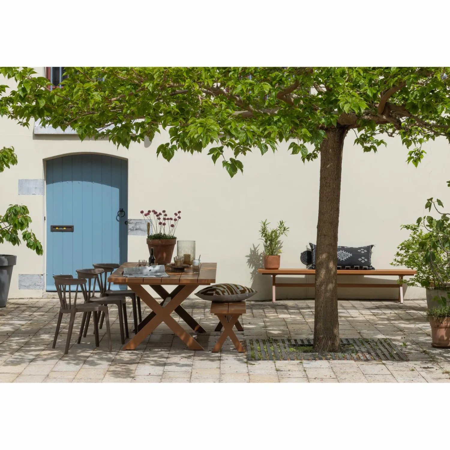 WOOOD Bliss tuinstoel met spijlen Bruin melange