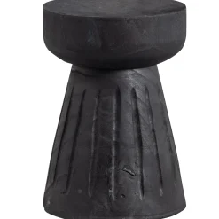 Discount WOOOD Borre kruk hout zwart 40xø28 cm