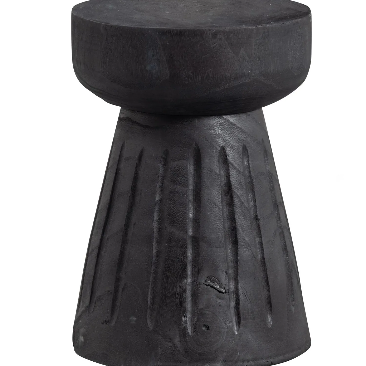 Discount WOOOD Borre kruk hout zwart 40xø28 cm